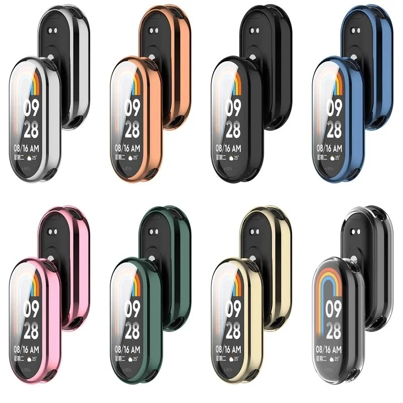 Color: multi - Protective Case For Xiaomi Mi Band 8 Screen Protector Full Cover XioMi Band8 Soft TPU Cover