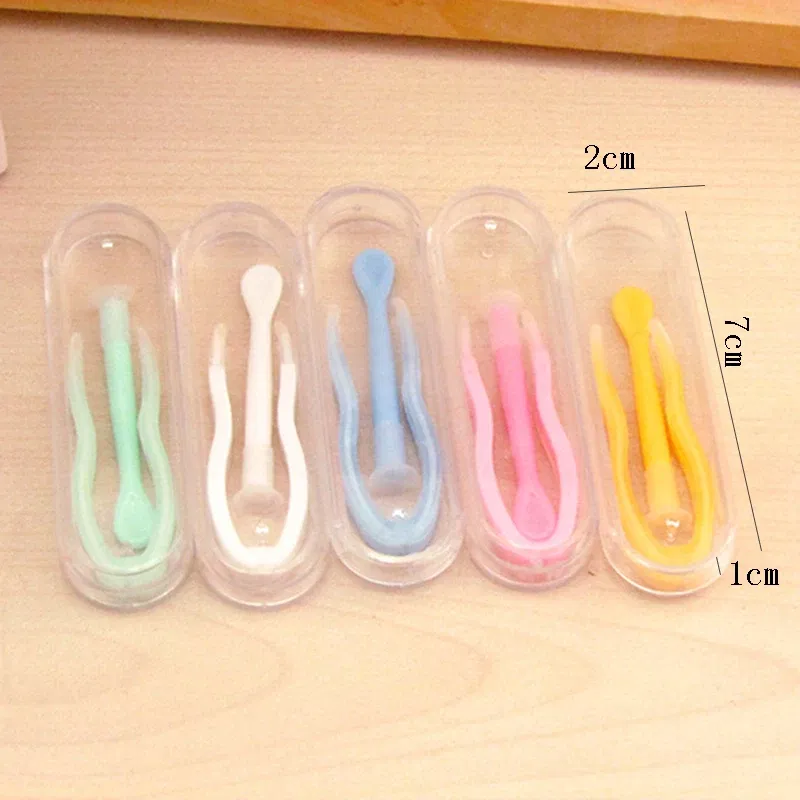 Color: Blue - Remover Contact Lenses Inserter Color Tweezers Suction Stick Eyes Care Tool Kit Contact Lens Case Clip Stick Tweezers Pupils