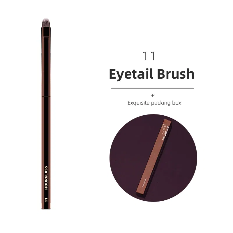 Handle Color: Brown - Hourglass Makeup Brushes Powder Foundation Concealer Blusher Bronzer Eye Shadow Eyebrow Eyeliner Sculpting Brush