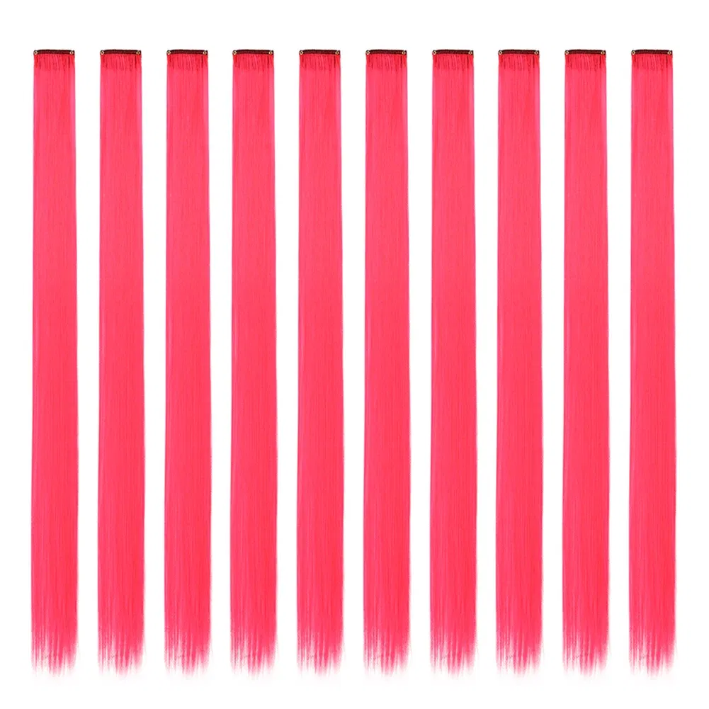Color: #1, Stretched Length: 22inches, Ships From: CHINA - Synthetic 10 Pcs Straight Hair Extensions Clip in Hairpieces 22 Inch Hightlight Colorful Hair for Women Party Cosplay Gifts