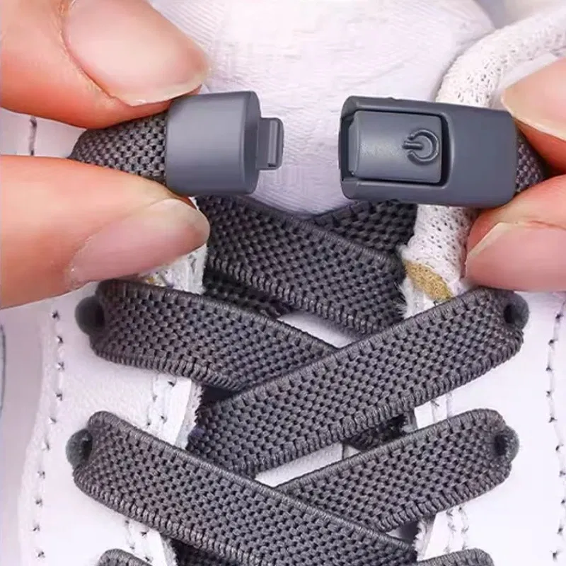 Color: MULTICOLOR - 2/4/10pairs Without Ties Elastic Laces No Tie Shoe Laces Press Lock Shoelaces Sneaker Kids Adult 8MM Widened Flat Shoelace