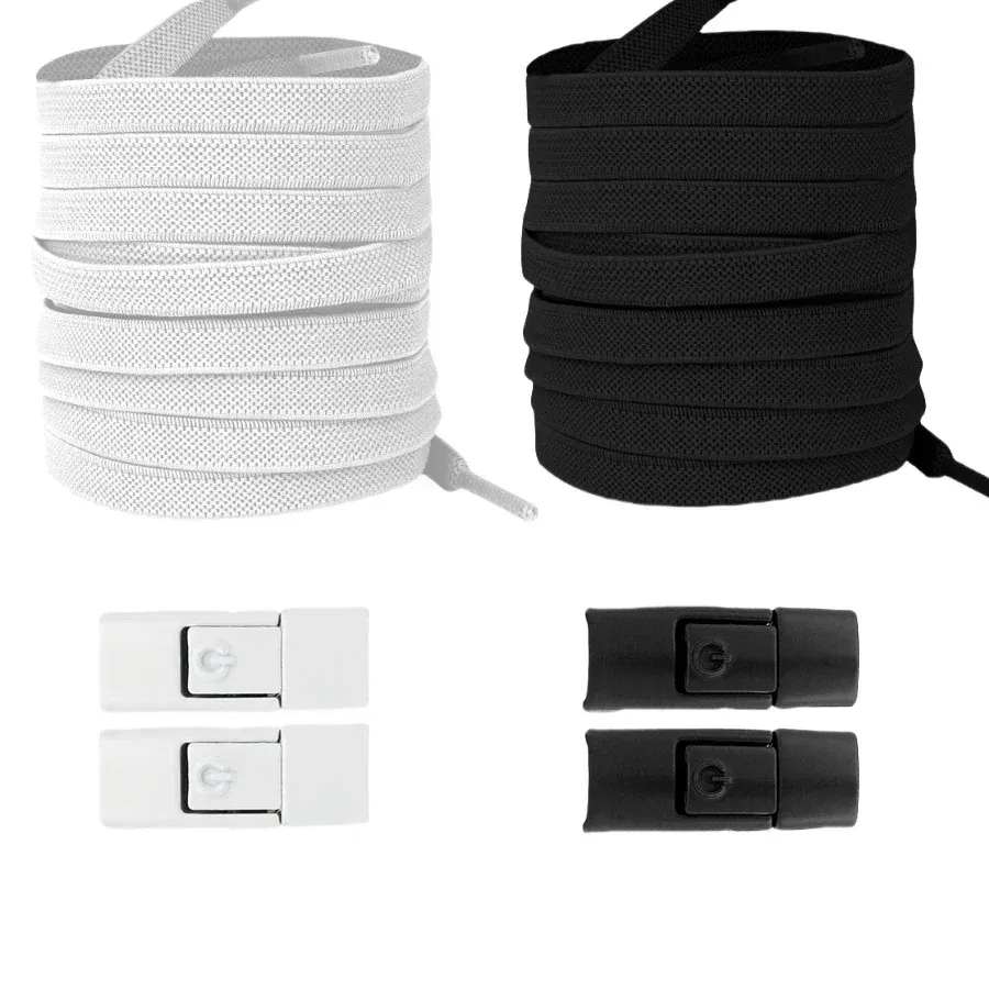 Color: MULTICOLOR - 2/4/10pairs Without Ties Elastic Laces No Tie Shoe Laces Press Lock Shoelaces Sneaker Kids Adult 8MM Widened Flat Shoelace