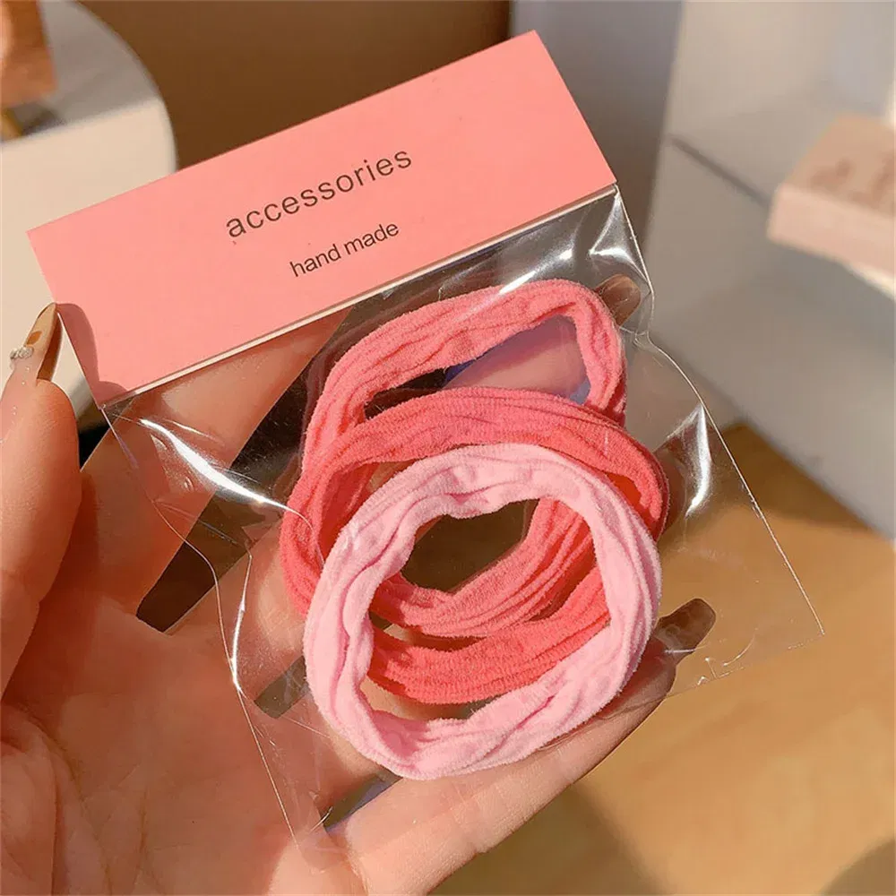 Color: black - 5pcs/Set Candy Color Bow Hair Rope High Elastic Seamless Rubber Band For Women Girls Ponytail Holder Summer BB Hair Ties Ring