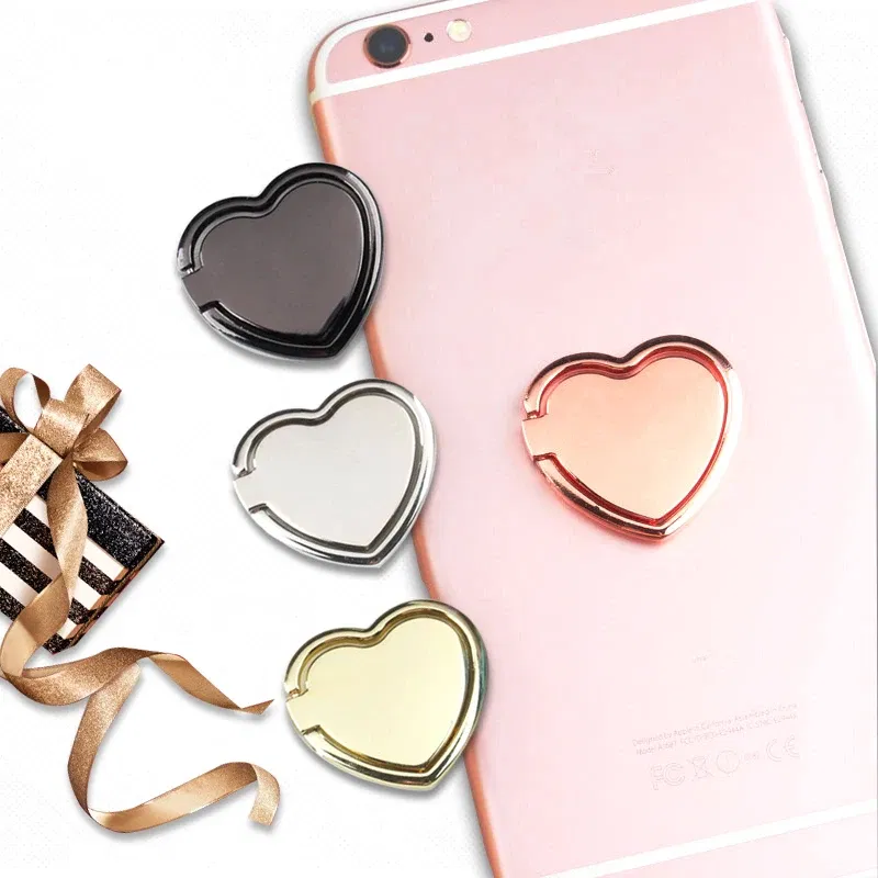 Color: WHITE - 1pcs Metal Heart Mobile Phone Finger Ring Holder Telephone Support Accessories Magnetic Car Bracket Socket Stand mobile phones