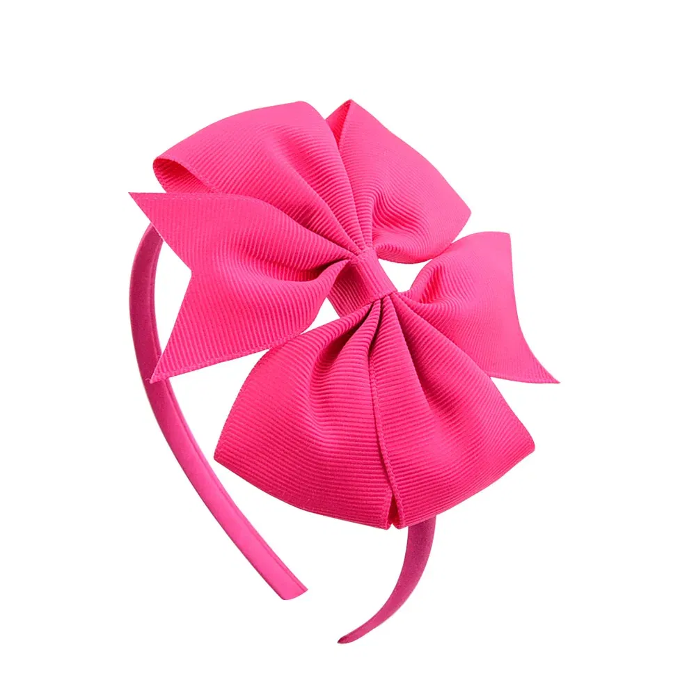 Color: Milky White - 1 Piece Ribbon Handmade Hair Bows Hairbands for Baby Girls 20 Colors Cute Bowknot Solid Headband Headwear Baby Hair Accessories