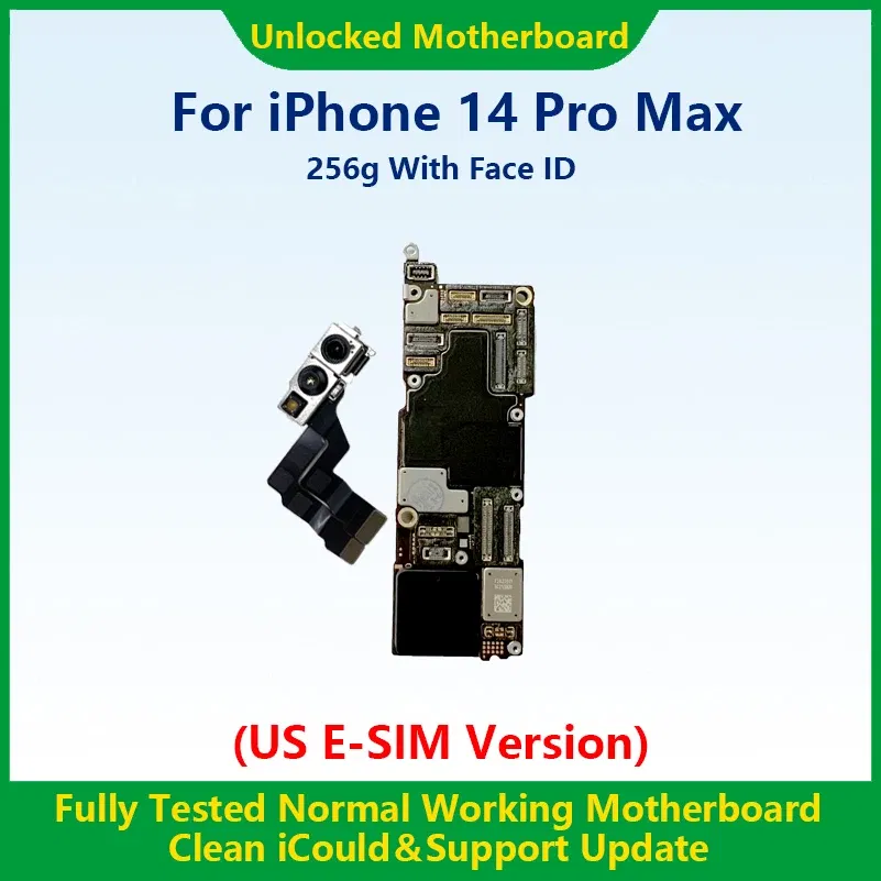 Color: grey, Ships From: CHINA - Top 100%Working Fully Tested Mainboard For iPhone 14 Pro Max Unlocked Motherboard With Face ID Cleaned iCloud US E-SIM Version