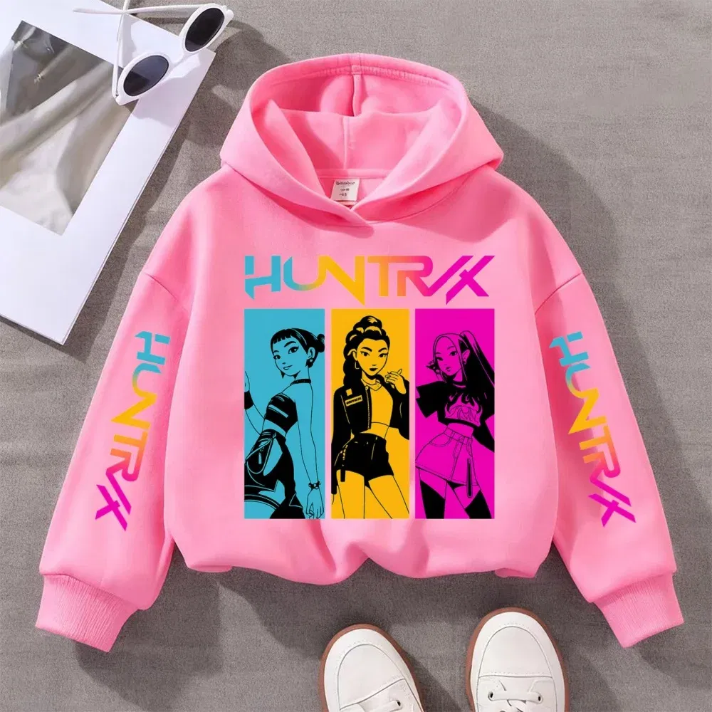 Color: Pink, Kid Size: 110 - KPOP Demon Hunters Children's Sweatshirt Girls' Clothes Girls' Sweatshirt autumn 2024 New Cute Fashion Hoodie
