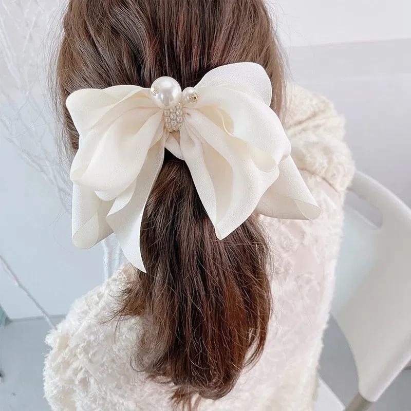 Color: Red - Women Girls Wild Big Large Hair Band Trendy Hairpin Casual Hair Clip Cute Ribbon Bow Ladies accessories Big Bow Barrette