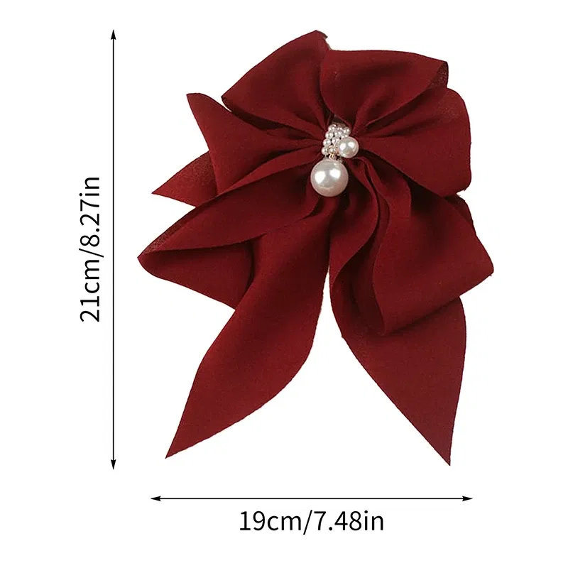 Color: Red - Women Girls Wild Big Large Hair Band Trendy Hairpin Casual Hair Clip Cute Ribbon Bow Ladies accessories Big Bow Barrette