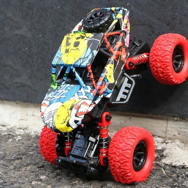Color: Yellow - Children's toy car high-speed off-road vehicle outdoor toy off-road vehicle model inertia climbing stunt vehicle children's gift