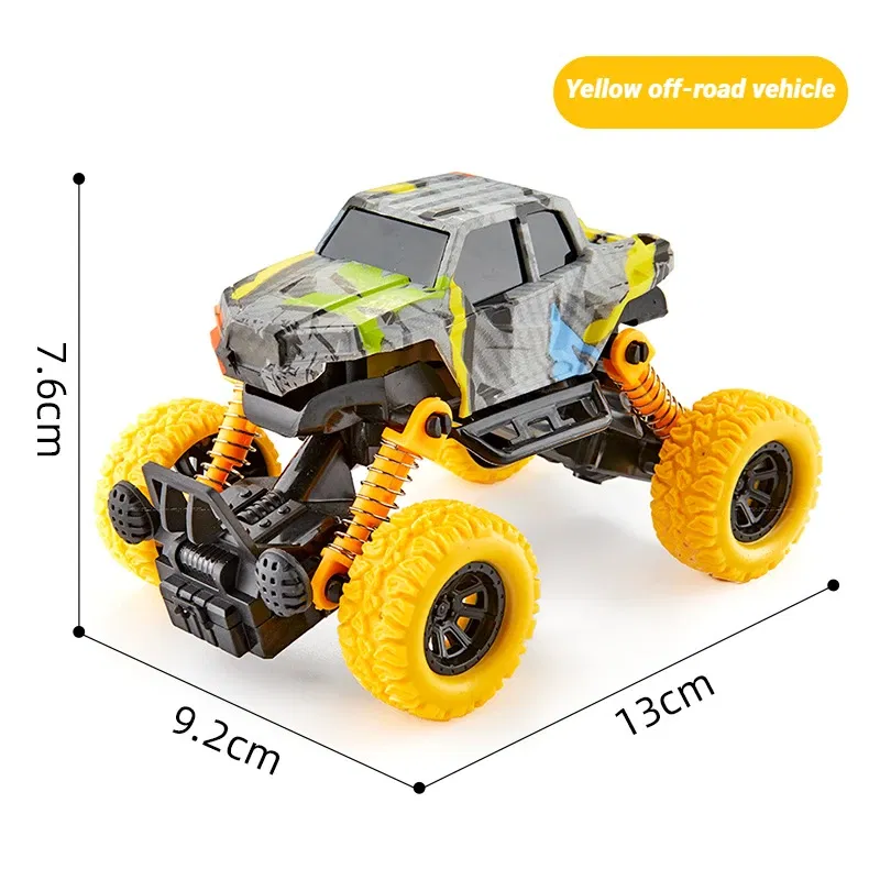Color: Yellow - Children's toy car high-speed off-road vehicle outdoor toy off-road vehicle model inertia climbing stunt vehicle children's gift