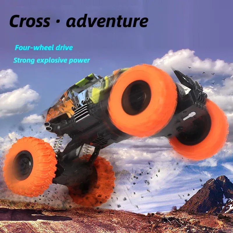 Color: Yellow - Children's toy car high-speed off-road vehicle outdoor toy off-road vehicle model inertia climbing stunt vehicle children's gift