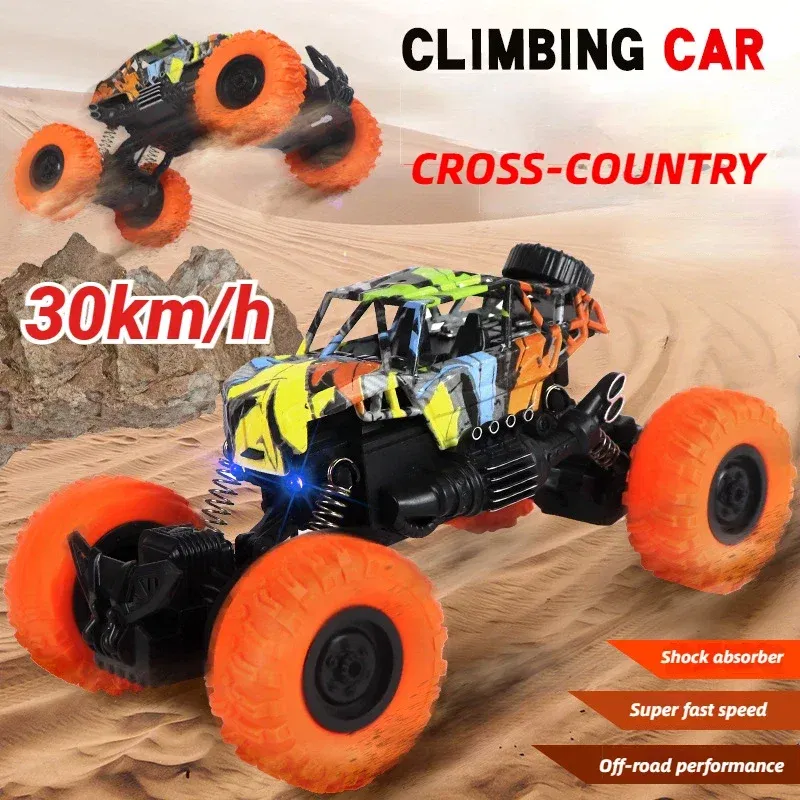Color: Yellow - Children's toy car high-speed off-road vehicle outdoor toy off-road vehicle model inertia climbing stunt vehicle children's gift