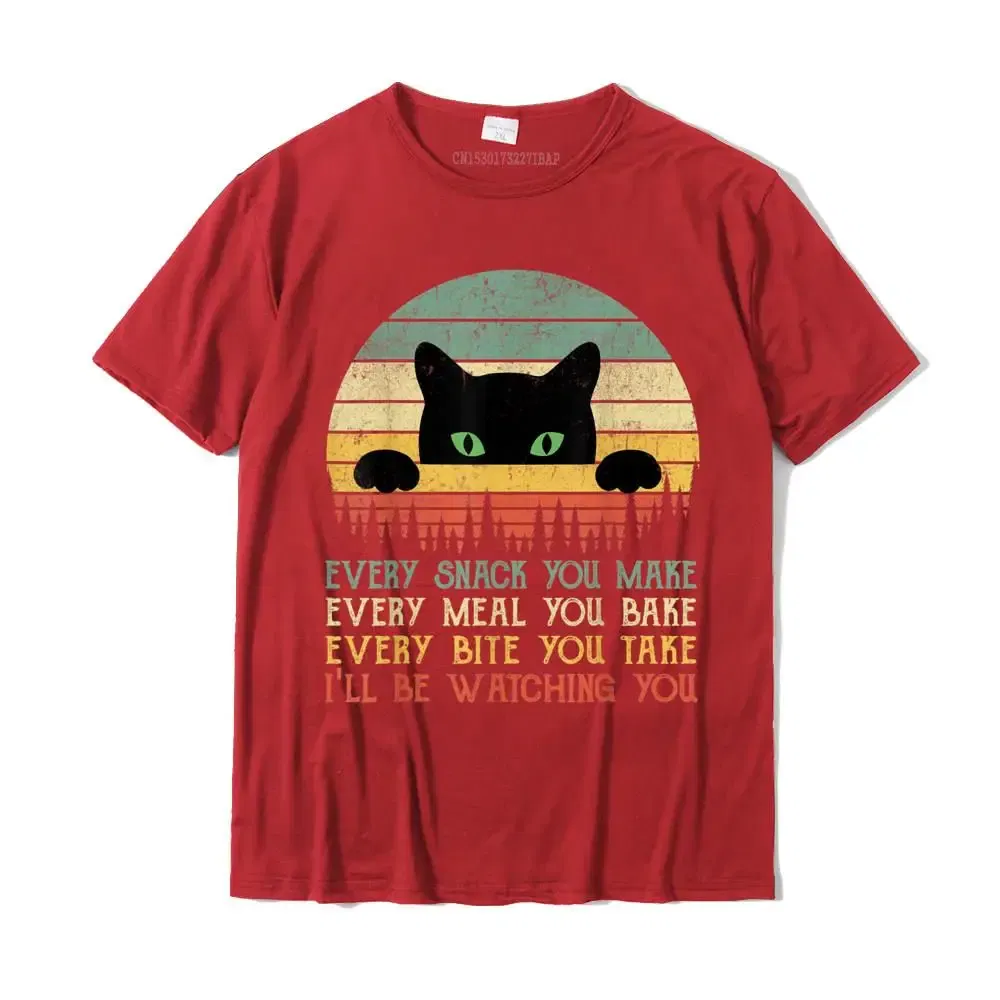 Color: Red, Size: M - Every Snack You Make Cat Funny Cat Mom Cat Mama Cat Dad T-Shirt Cotton T Shirts For Men Custom T Shirt Rife Printed
