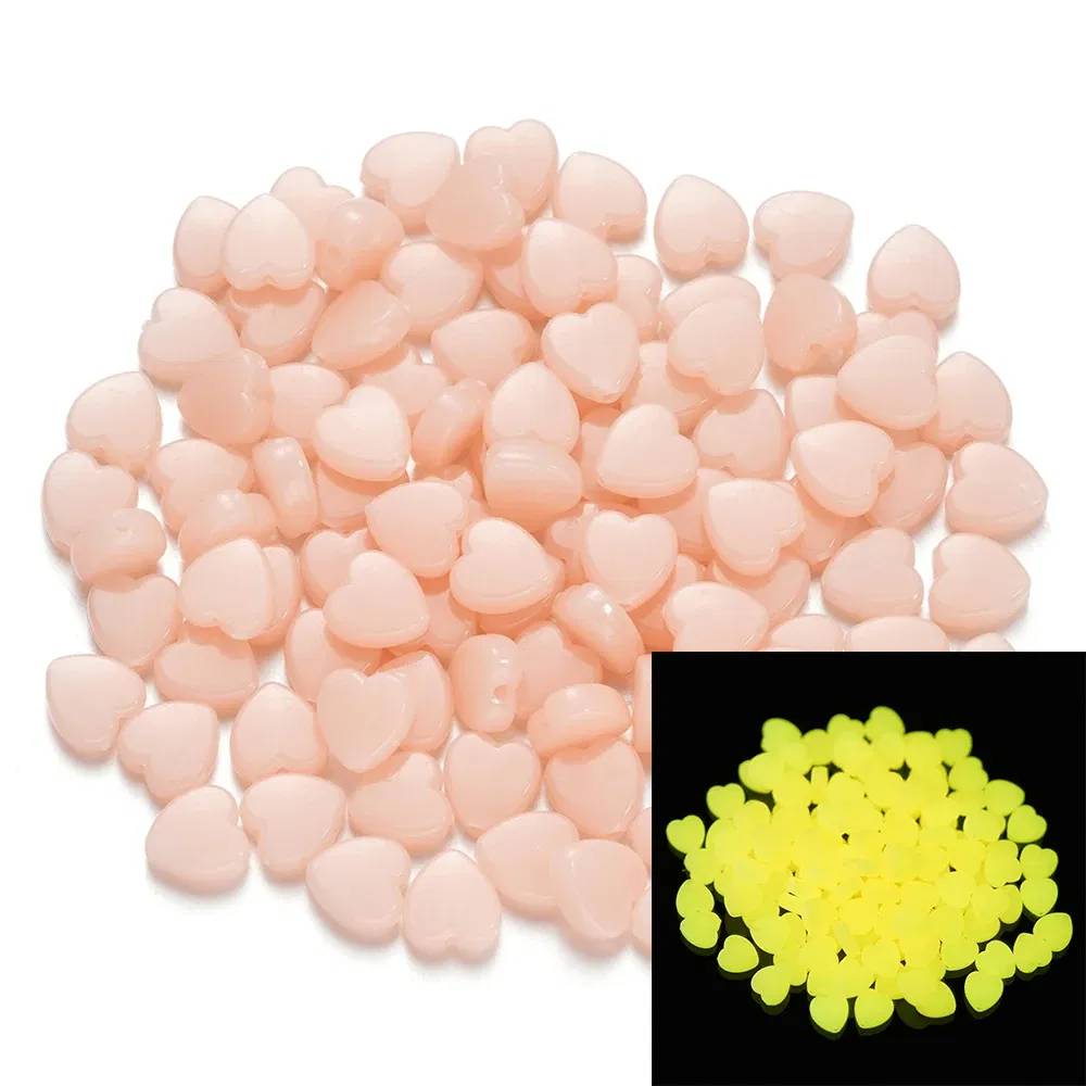 Color: Blue, Item Diameter: 2mm - 50Pcs Luminous Star Beads Heart Shape Acrylic Beads Loose Spacer Beads for Jewelry Making DIY Bracelet Necklace Accessories