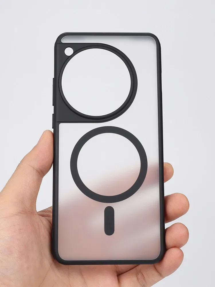 Color: black, Material: aluminum - Magnetic Case For OPPO One Plus 12 One Plus 13 Shockproof Magsafe Wireless Charging Clear Phone Cover