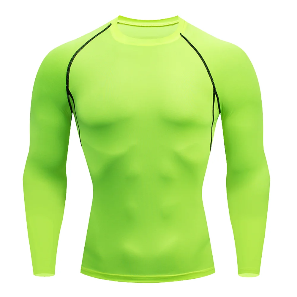 Color: Brown, Size: S - Men Bodybuilding Sports T-Shirt Quick Dry Running Shirt Long Sleeve Compression Top Gym T Shirt Men Fitness Tight Rashgad