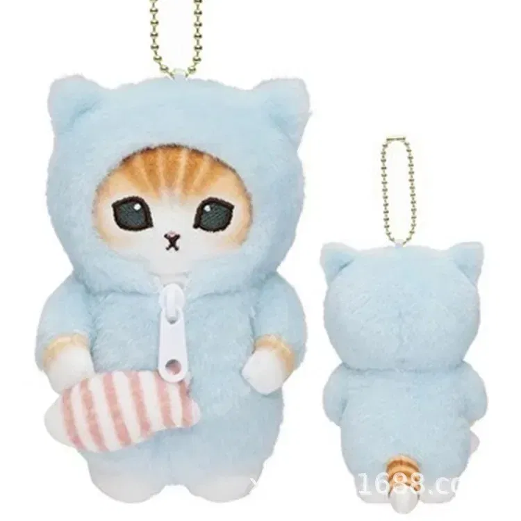 Color: plum - Hot Kawaii Plush Keychain Pendant Cartoon Mofusand Shark Cat Cross-Dressing Hello Kitty Kuromi Doll Stuff Backpack Decor Toys