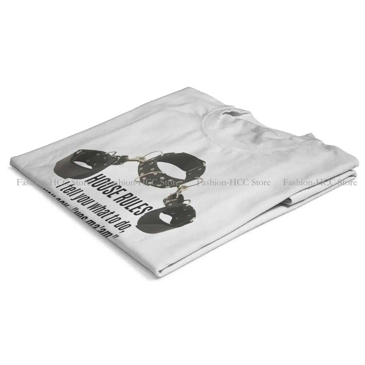 Color: WHITE, Size: XL - BDSM Bondage Discipline Dominance Submission Polyester TShirts Collar Cuffs House Rules Female Print Homme T Shirt Hipster Tops