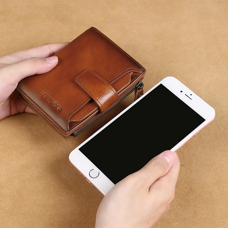 Color: Beige, Ships From: CHINA - GERUOLA Mens Buckle, Zipper, Leather Wallet, Detachable Card, Large Capacity, Multi-functional Coin Pocket