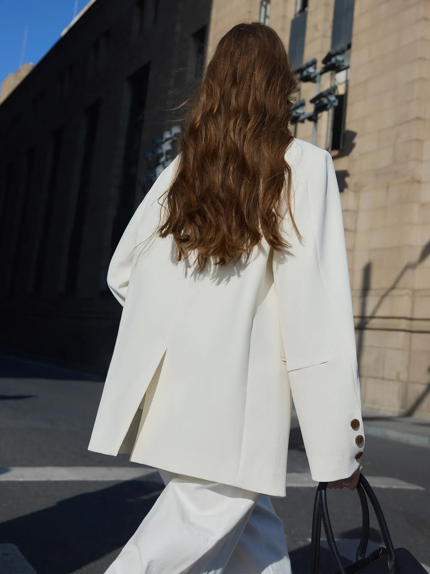 Color: WHITE, Size: XS - FSLE Women Beige Blazer Coats 2025 Spring New Casual Commuter Loose Blazer Notched Collar Single Breasted Jackets 25FS11064