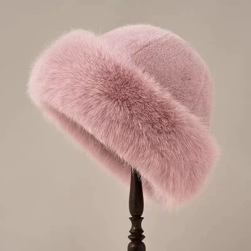 Color: Red - Warm Warm Hat Casual Plush Fluffy Plush Cap Versatile Solid Hat for Holiday Season