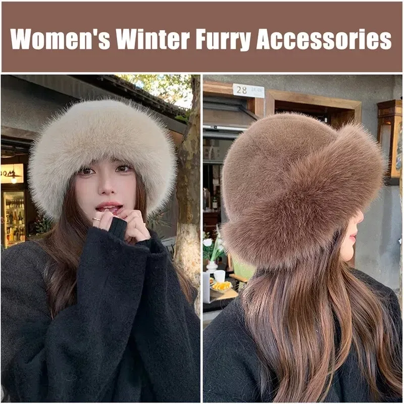 Color: Red - Warm Warm Hat Casual Plush Fluffy Plush Cap Versatile Solid Hat for Holiday Season