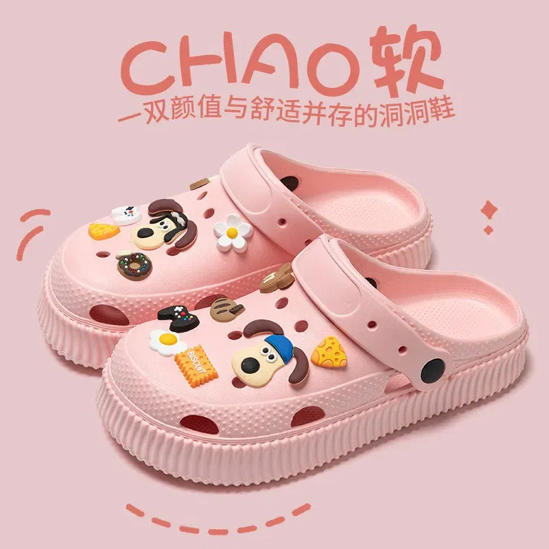 Color: Chrome yellow, Shoe Size: 36-37 - Shoes hole shoes girls wear outside couple bag head women cool slippers