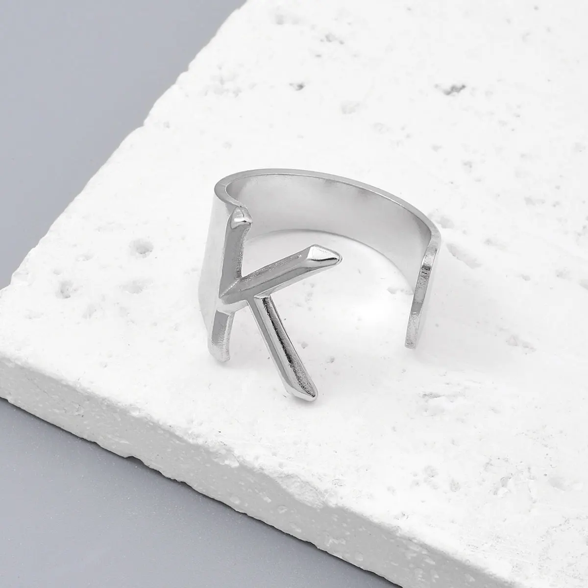 Metal Color: Light Yellow Color, Ring Size: resizable - LAViXMIA Alphabet A-Z Letter Never Fade Stainless Steel Rings Women Jewelry Fashion Initial Ring Adjustable Size Birthday Gifts