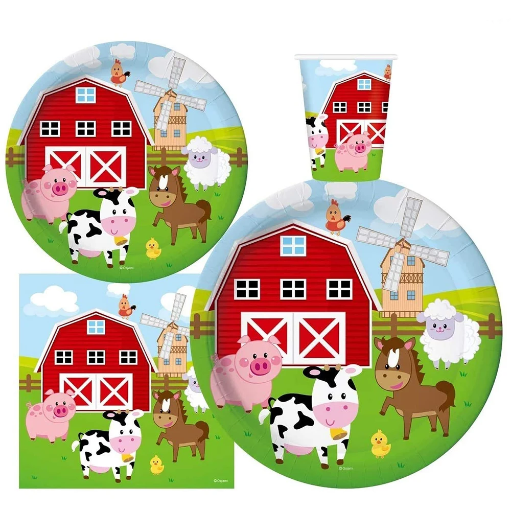 Color: Dark Khaki - Farm House Fun Barnyard Animals Party Supplies Paper Plates Napkins CUps Farm Animals Birthday Party Decoration