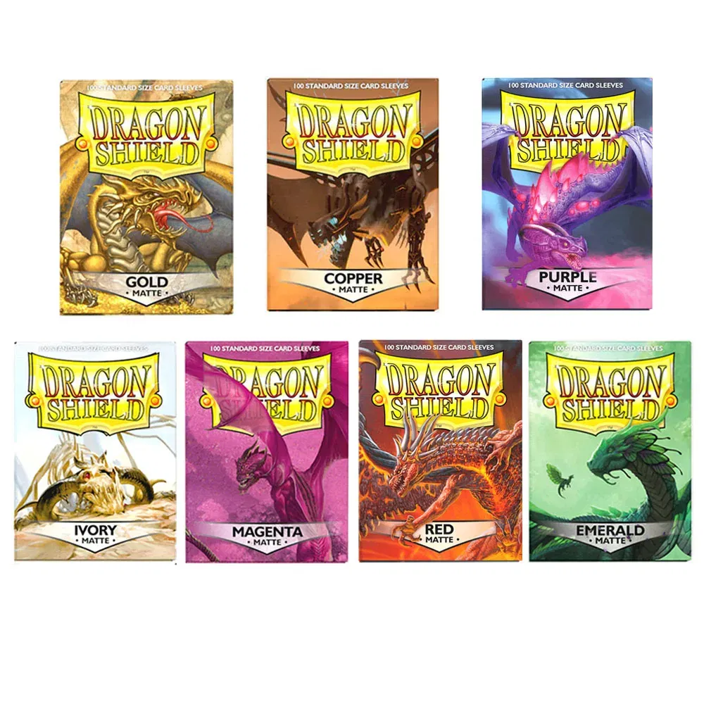 Color: EIGHT - 100 PCS/BOX Colorful Matte Dragon Shield Cards Sleeves Cards Cover Matte Cards Protector for Magic MGT/Star Card Board Games