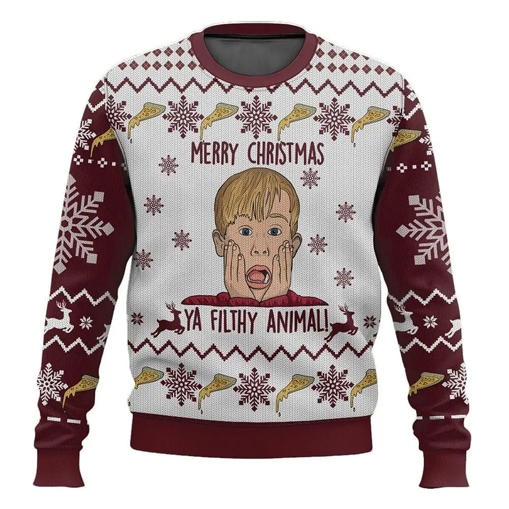 Color: black, Size: 4XL - New Style Sweatshirt For Spending Christmas Alone At Home Ugly Christmas Pullover 2026 Fashionable Casual Couple Sweatshirts