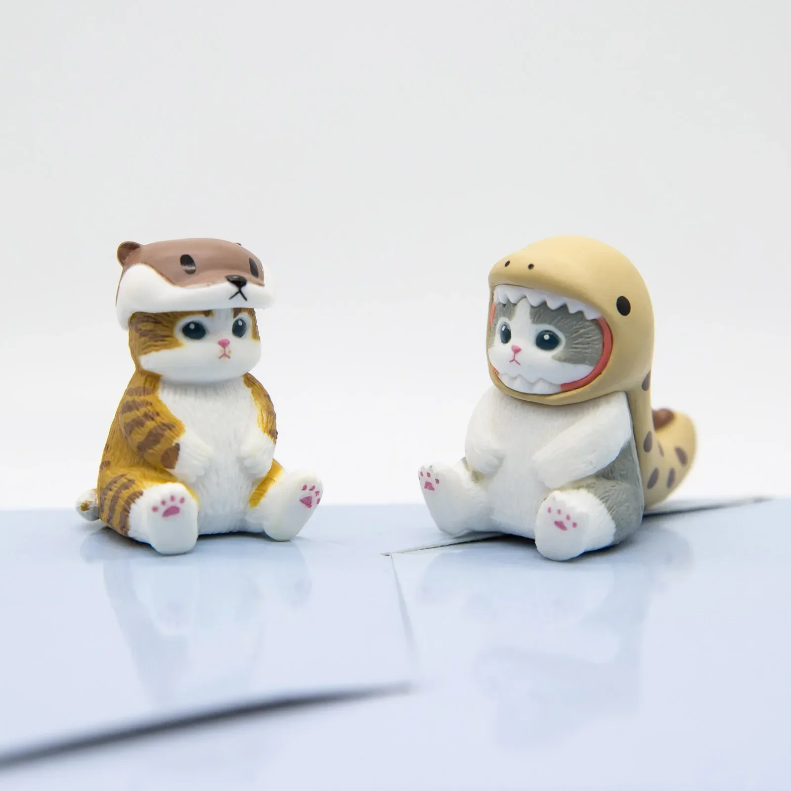 Color: GRAY - Mofusand Cats Wearing Marine Organism Clothes Blind Box Cute Action Figures Octopus Penguin Otter Table Ornaments Kids Gifts