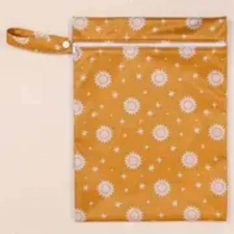 Color: Blue - HappyFlute 2PCS 26*36CM Reusable Wet Dry Bag Waterproof Leak-Proof Quick-Drying For Nappy Changing Eco-Friendly Travel Wetbag