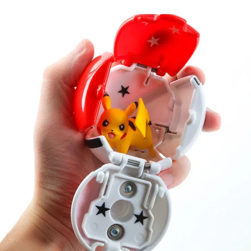 Color: light yellow - New Pokemon Pokeball Anime Action Figurse Pikachu Squirtle Pocket Monster Variant Pok?©mon Game Elf Ball Model Toys Kids Gift