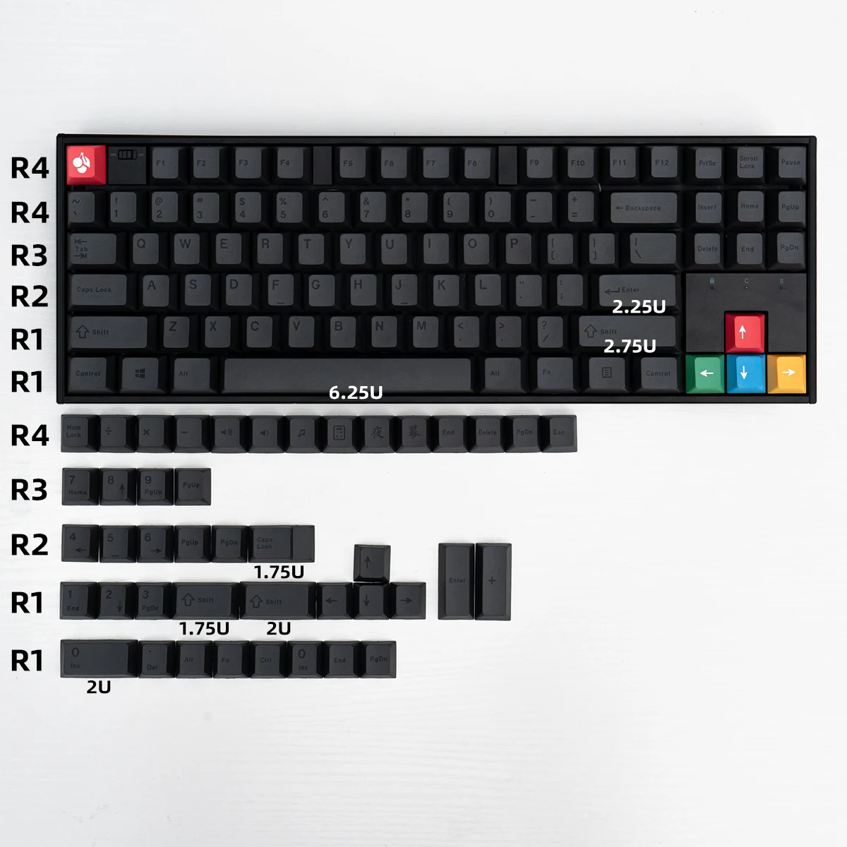 Color: black - Minimalist Black keycaps PBT cherry profile 61/71/64/68/84/96/980/87/104 keycap set