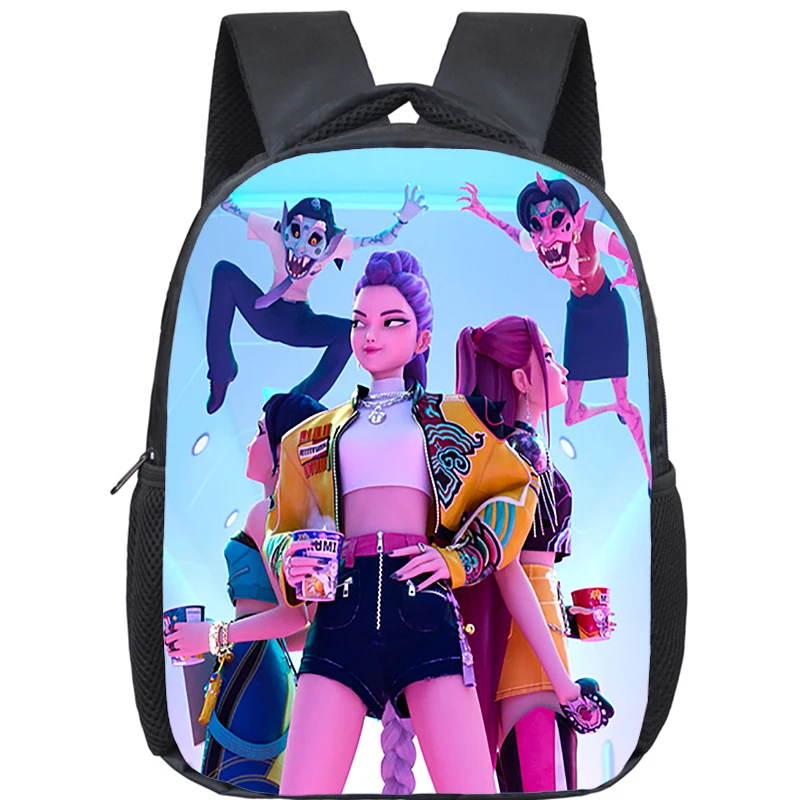 Color: Blue - KPop Demon Hunters School Bags 12inch Lightweight Children Backpack Girls Boys Orthopedic Kids Book Bags Back To School Mochilas