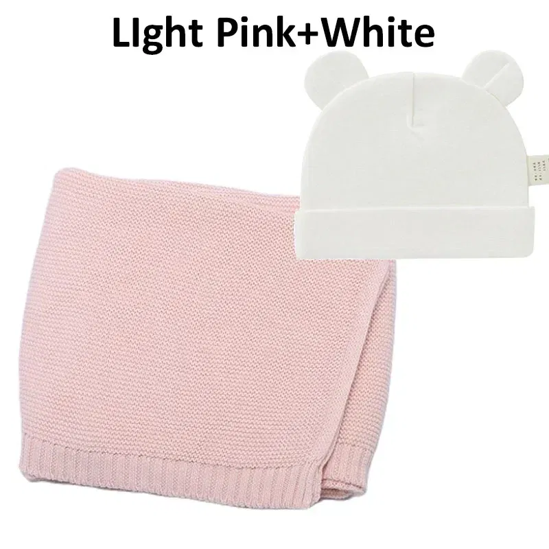 Color: Khaki, Size: Option 2, Ships From: CN - Personalized Baby Name Newborn Cotton Beanie and Knitted Blanket Set Embroidered Name Covering and Cute Hat Gift Set