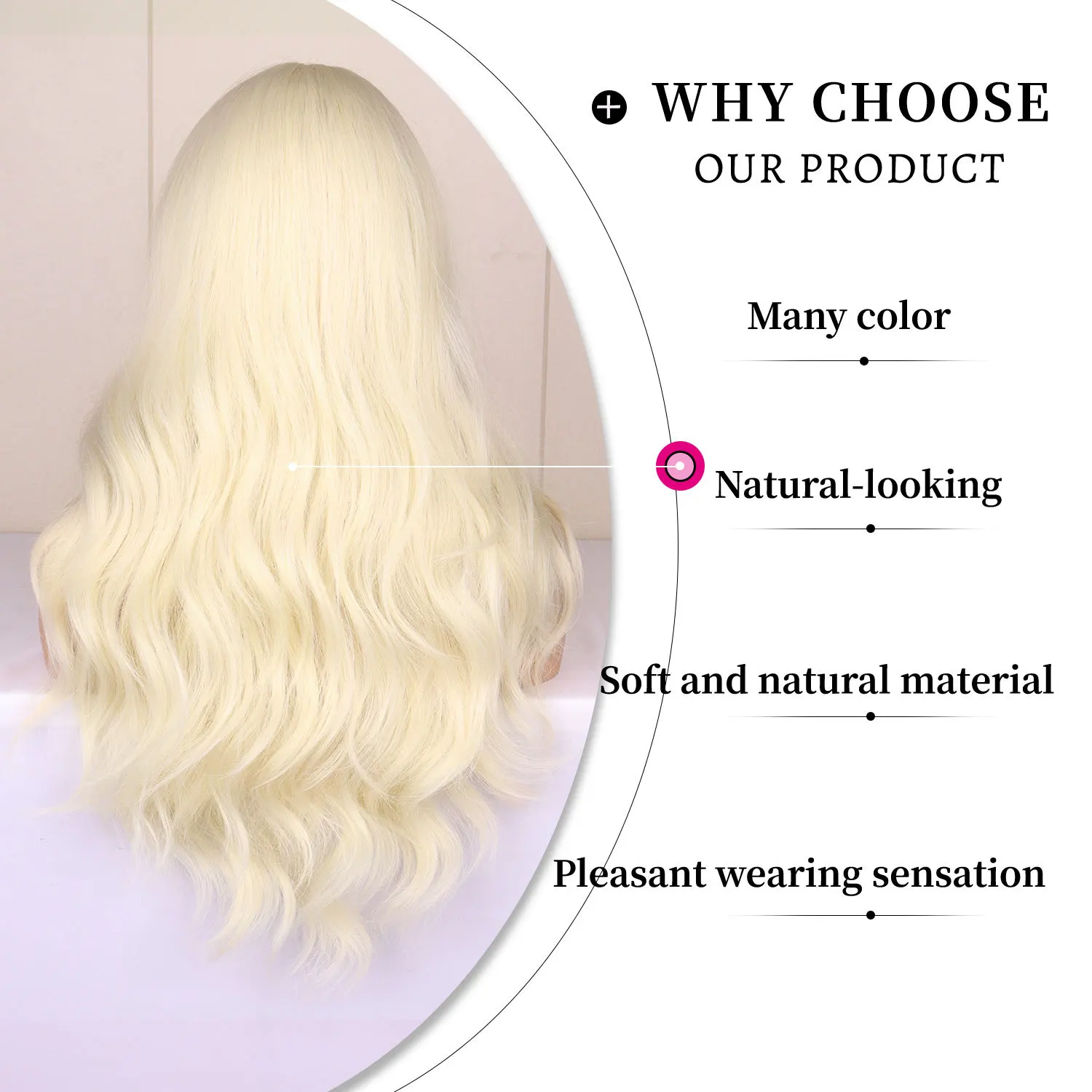 Color: T1B/Green - Light golden synthetic wig with big waves for Halloween party, cosplay wig, everyday wig, high-temperature hair silk wig set