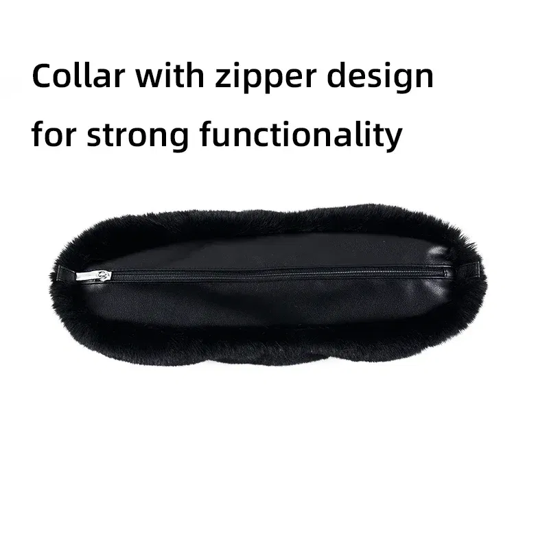 Color: Chocolate - New Autumn winter obag Faux Rex Rabbit fur zipper up furry Trim Inner pocket for Classic Mini O bag Accesorios