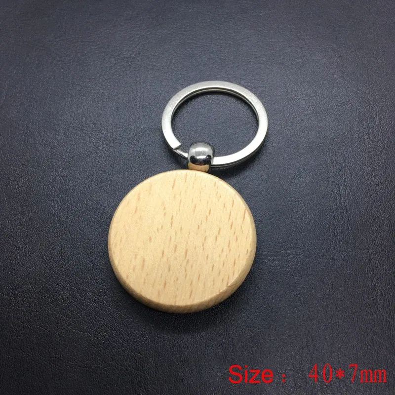 Color: Pink - 2024 Custom Logo Blank Round Rectangle Wooden Key Chain DIY Promotion Wood Keychains Wedding Gift