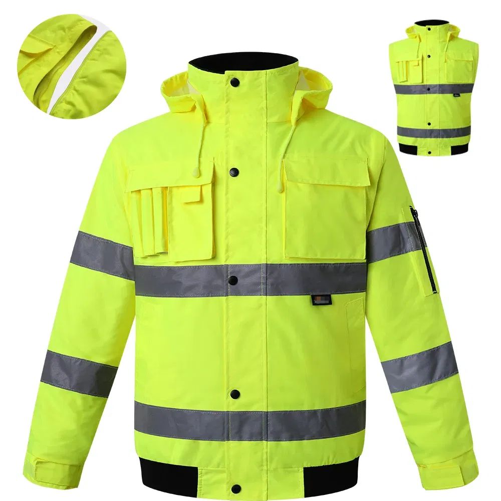 Color: Yellow, Size: XXXL - High Visibility Parka Windproof Jacket Waterproof Parka Men's Work Reflective Parka
