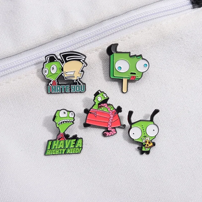Metal color: Gold-color - Cartoon Anime Brooch Enamel Pins Custom Metal Animal Badges Lapel Accessories Sweater Women Men Jewelry Gift Friends Wholesale