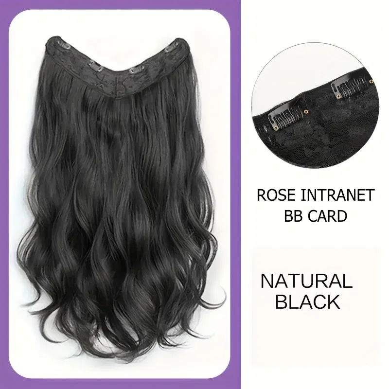 Color: T1B/613, Stretched Length: 20inches - Synthetic Long Wavy U-shaped Clip In Hair Extensions 16Inch/20Inch/24inch Clip On Hair Extensions For Women Hair Accessories
