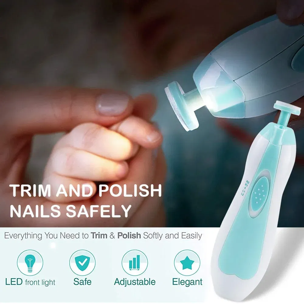 Color: Pink - MAMIJOY Electric baby Nail clipper LED Light Baby Nail Trimmer Baby Care Set 4-speed speed Adjustment With Low Noise