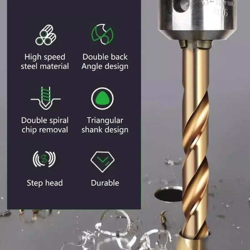 Color: Gold, Hole Diameter: 9mm, Shank Shape: Round - Drill Bit Set Twist Drill Bit Straight HSS Drill Bit for Drilling Hard Metal Stainless Steel Cast Iron