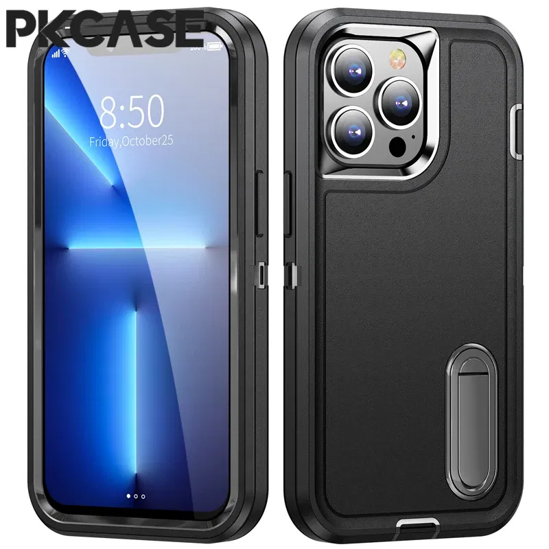 Color: Beige, Material: ABS - PKCASE Shockproof Case For iPhone 13 Mini 12 11 Pro Max 6 7 8 Plus Bracket Protective Cover For iPhone X XS XR SE 2020 2022