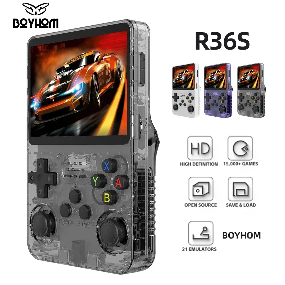 Color: WHITE - R36S Retro Handheld Video Game Console Linux System 3.5 Inch IPS Screen R35s Pro Portable Pocket Video Player 64GB Games