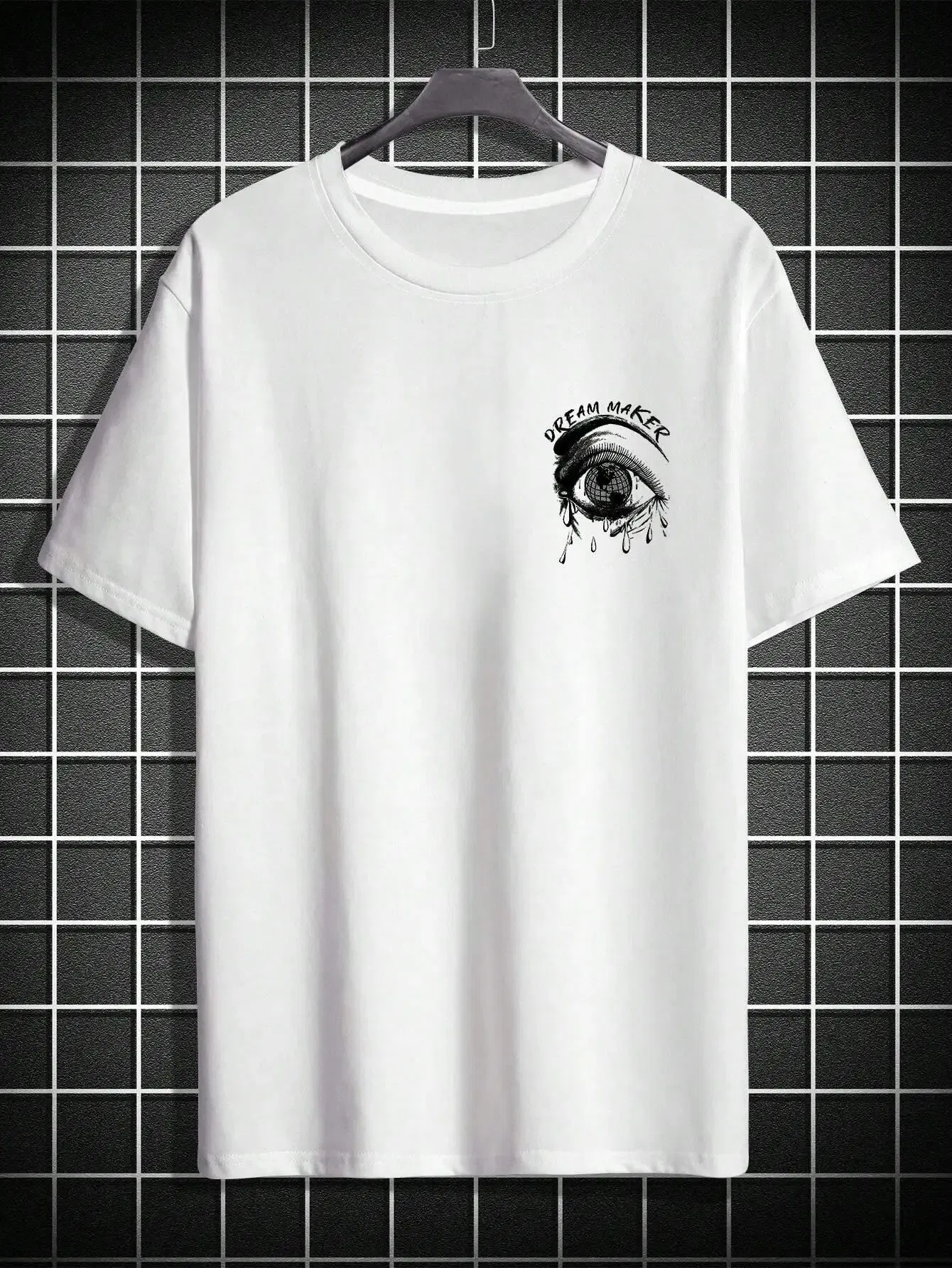Color: Gold, Size: S - Dream Maker Tearful Earth Printing T-Shirt Men Clothes Summer Loose Tee Cotton Casual Street Tshirt Hip Hop Oversize T Shirts