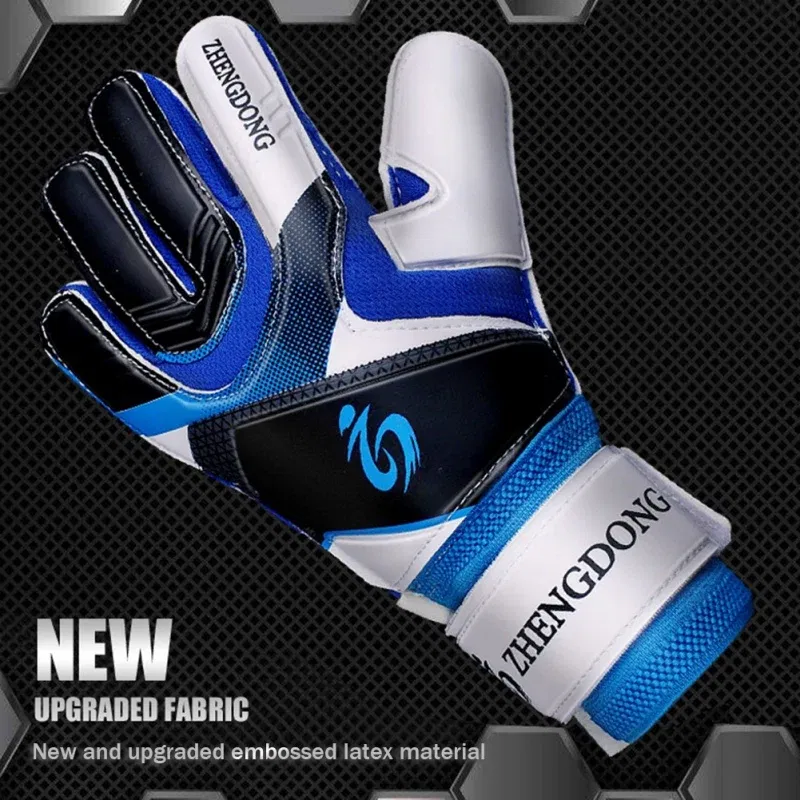 Color: Blue, Size: L - Adults Kids Professional Soccer Goalkeeper Gloves Finger Protection Goal Thickened Latex Football Gloves for futbol futebol Goal